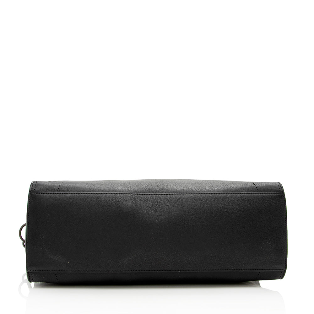 Luxury Balenciaga Leather Blackout City Satchel (SHF-17534)
