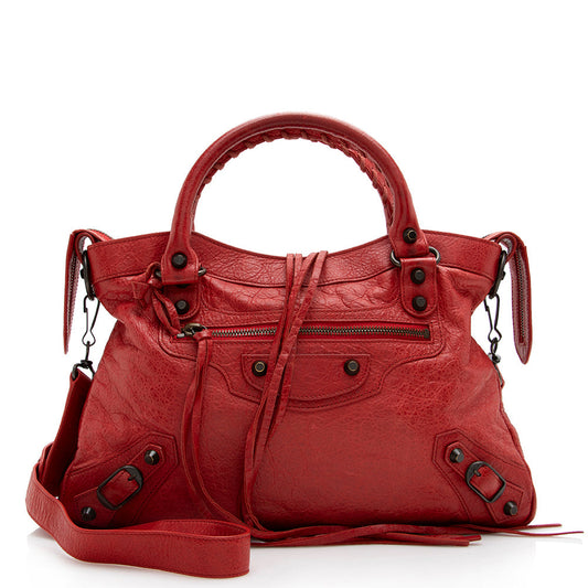 Luxury Balenciaga Leather Classic Town Satchel (SHF-17637)
