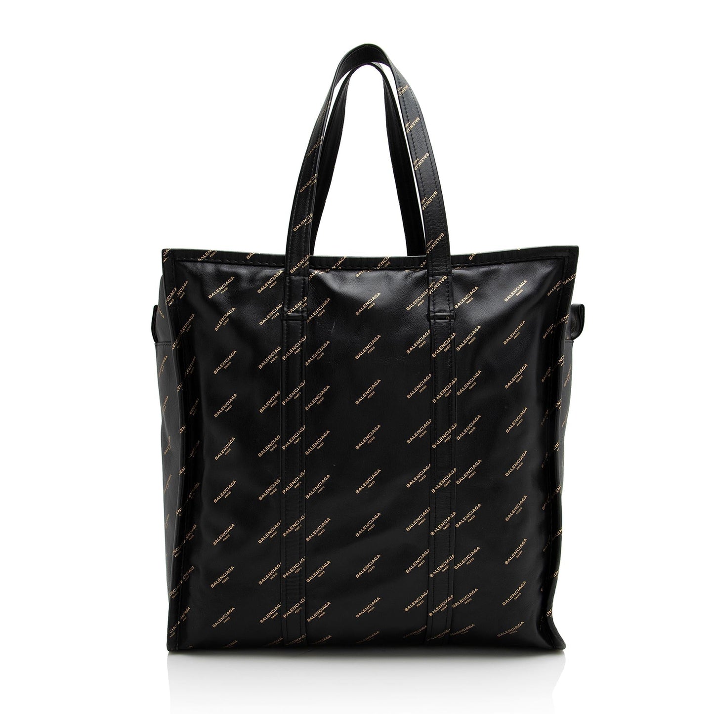 Luxury Balenciaga Leather Logo Bazar Large Tote (SHF-22215)