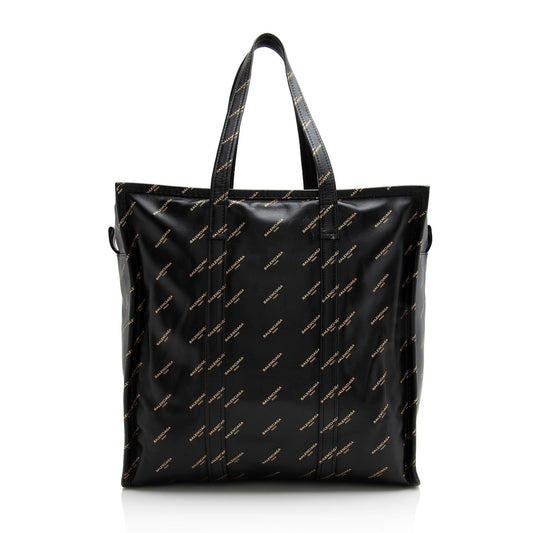 Luxury Balenciaga Leather Logo Bazar Large Tote (SHF-22215)