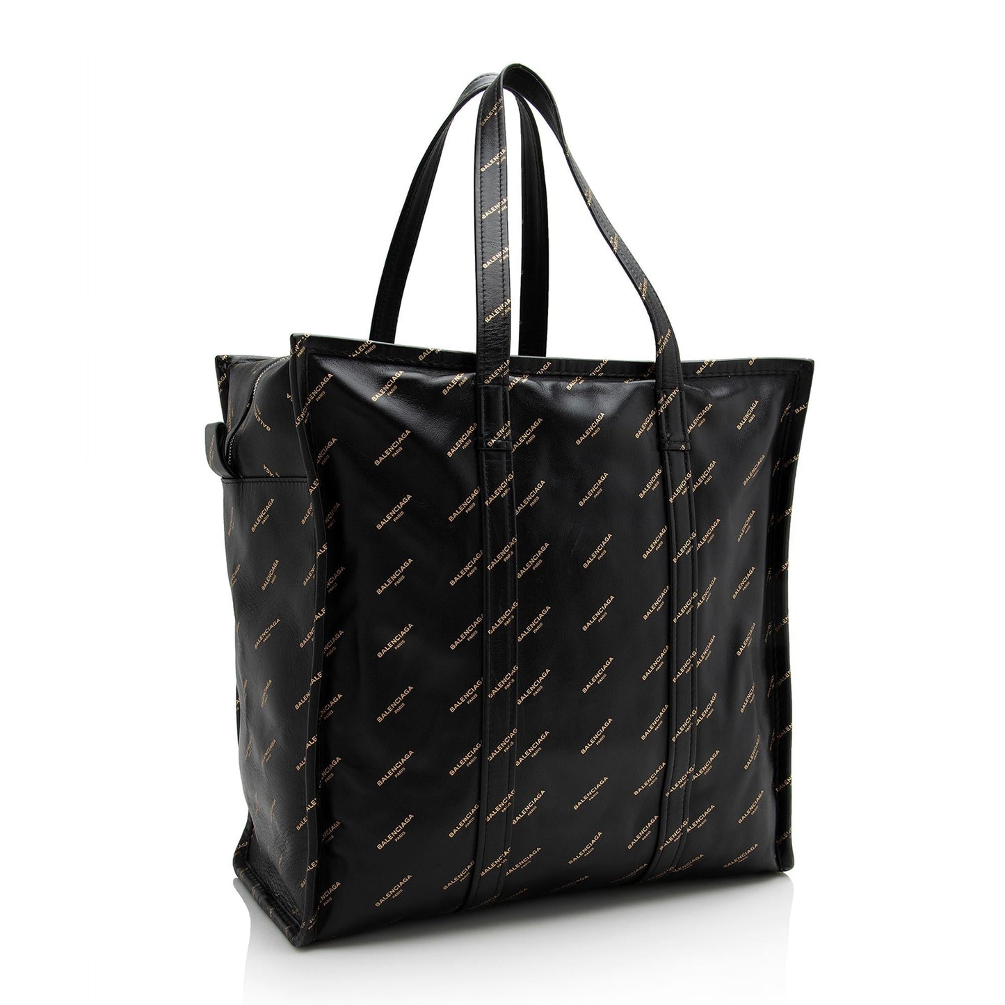 Luxury Balenciaga Leather Logo Bazar Large Tote (SHF-22215)