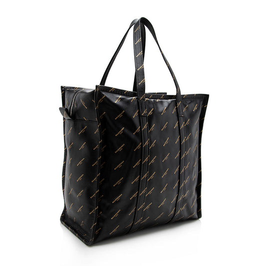 Luxury Balenciaga Leather Logo Bazar Medium Tote (SHF-16285)