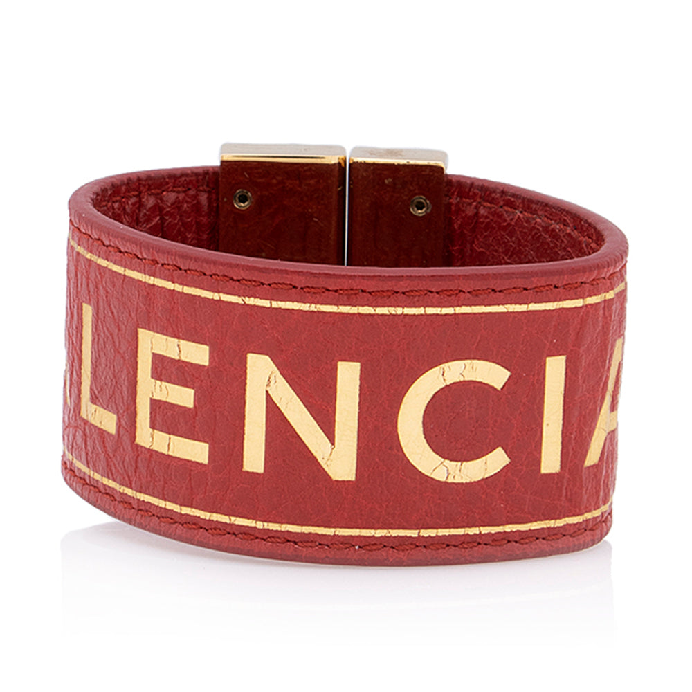 Luxury Balenciaga Leather Logo Embossed Bracelet - FINAL SALE (SHF-20495)
