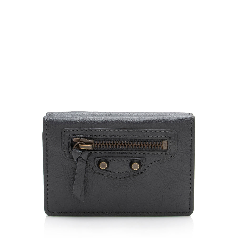 Luxury Balenciaga Leather Mini City Wallet (SHF-13620)