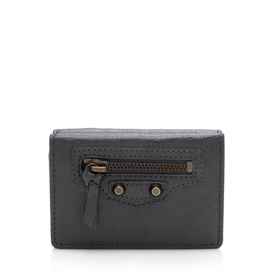 Luxury Balenciaga Leather Mini City Wallet (SHF-13620)