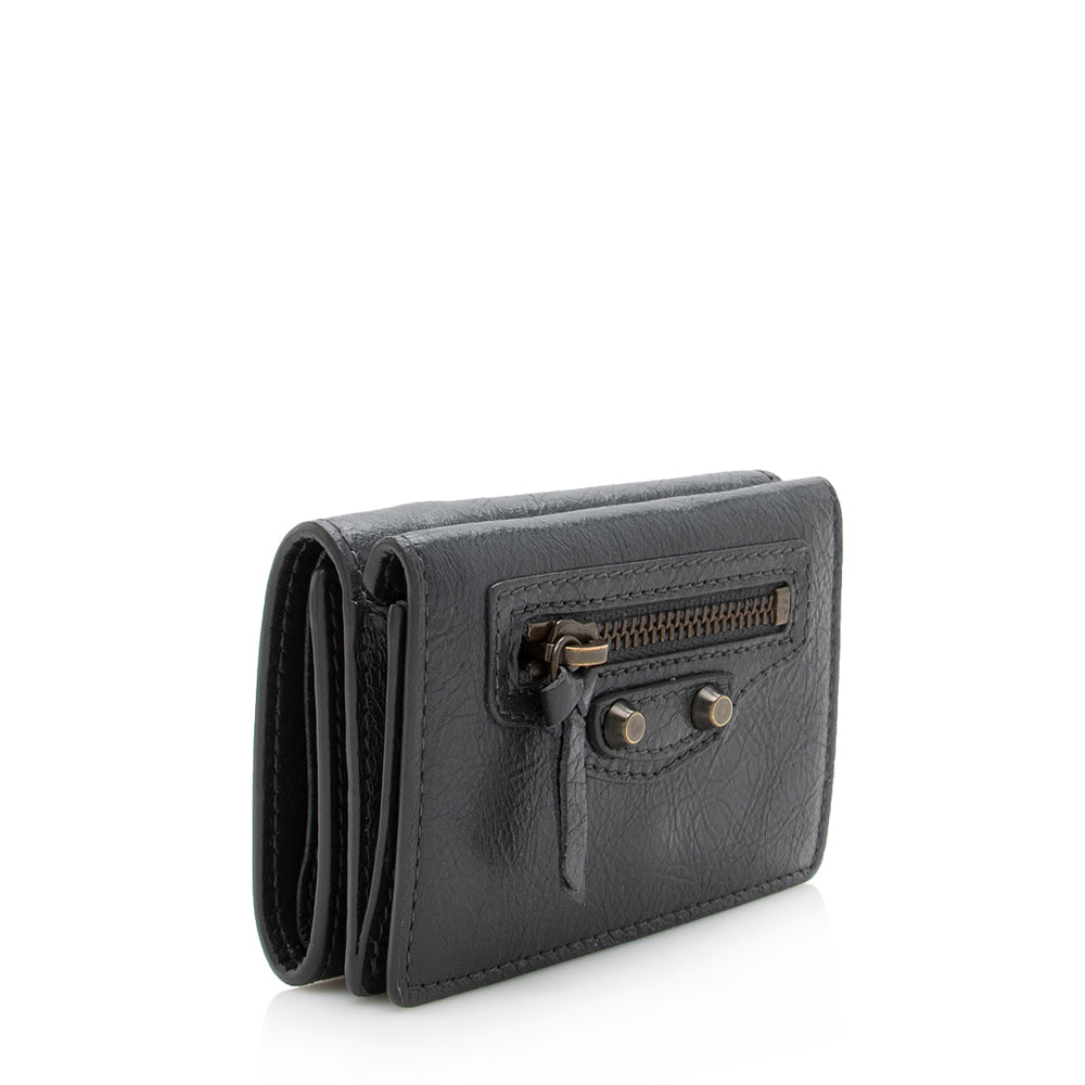 Luxury Balenciaga Leather Mini City Wallet (SHF-13620)