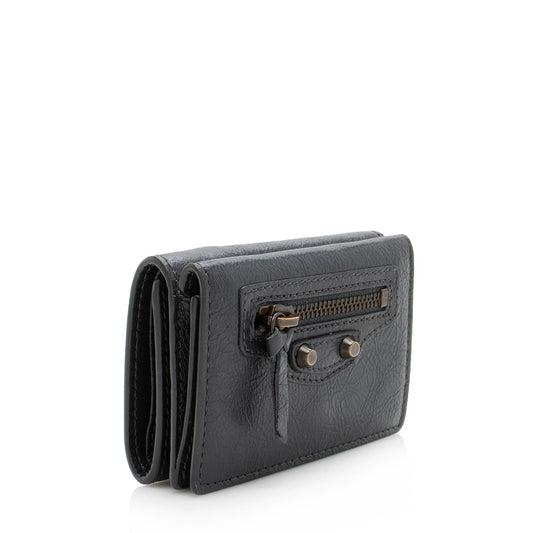 Luxury Balenciaga Leather Mini City Wallet (SHF-13620)