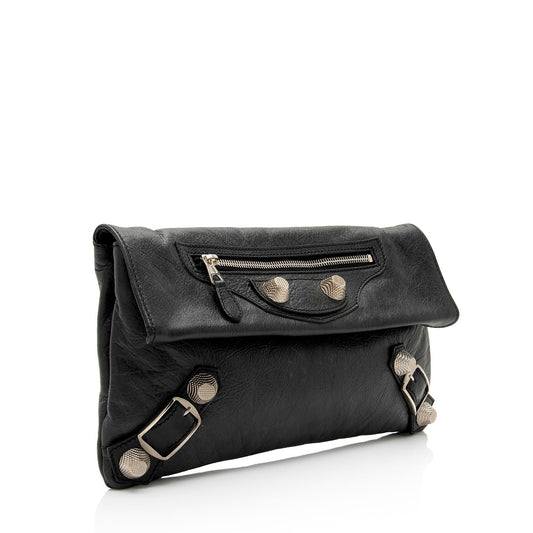 Luxury Balenciaga Leather Motocross Giant 12 Envelope Clutch (SHF-J9PWli)