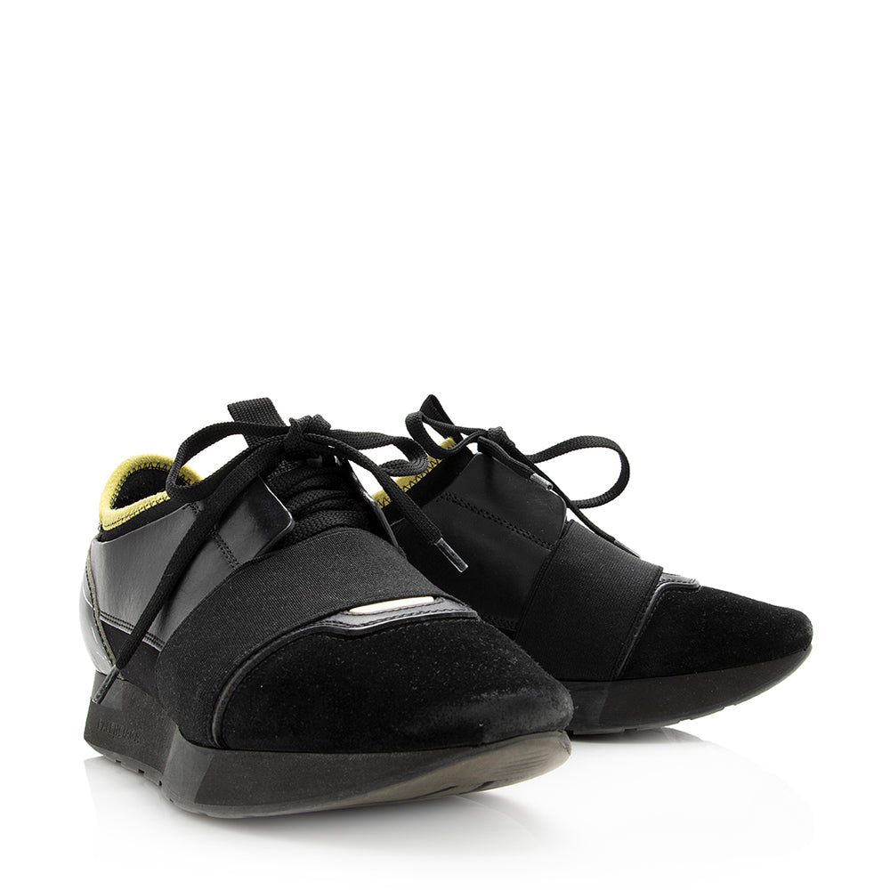Luxury Balenciaga Leather Race Runner Sneakers - Size 6 / 36 (SHF-20418)