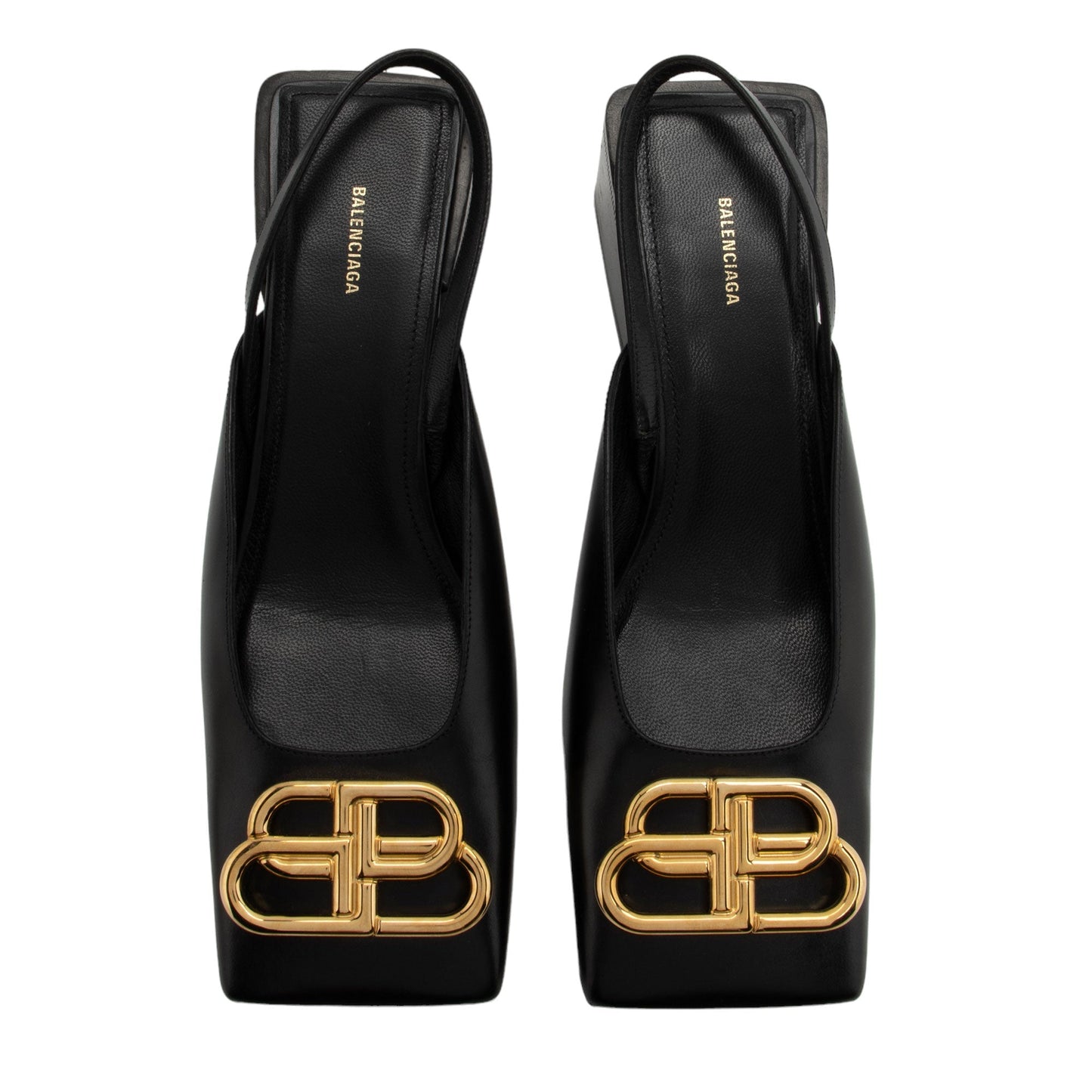 Luxury Balenciaga Leather Square Toe Slingback Pumps - Size 6 / 36 (SHF-ILGegn)