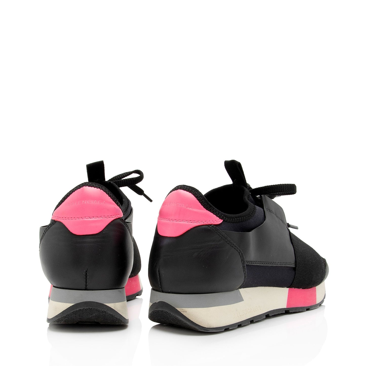 Luxury Balenciaga Leather Stretch Knit Race Runner Sneakers - Size 8 / 38 (SHF-oa1Nul)