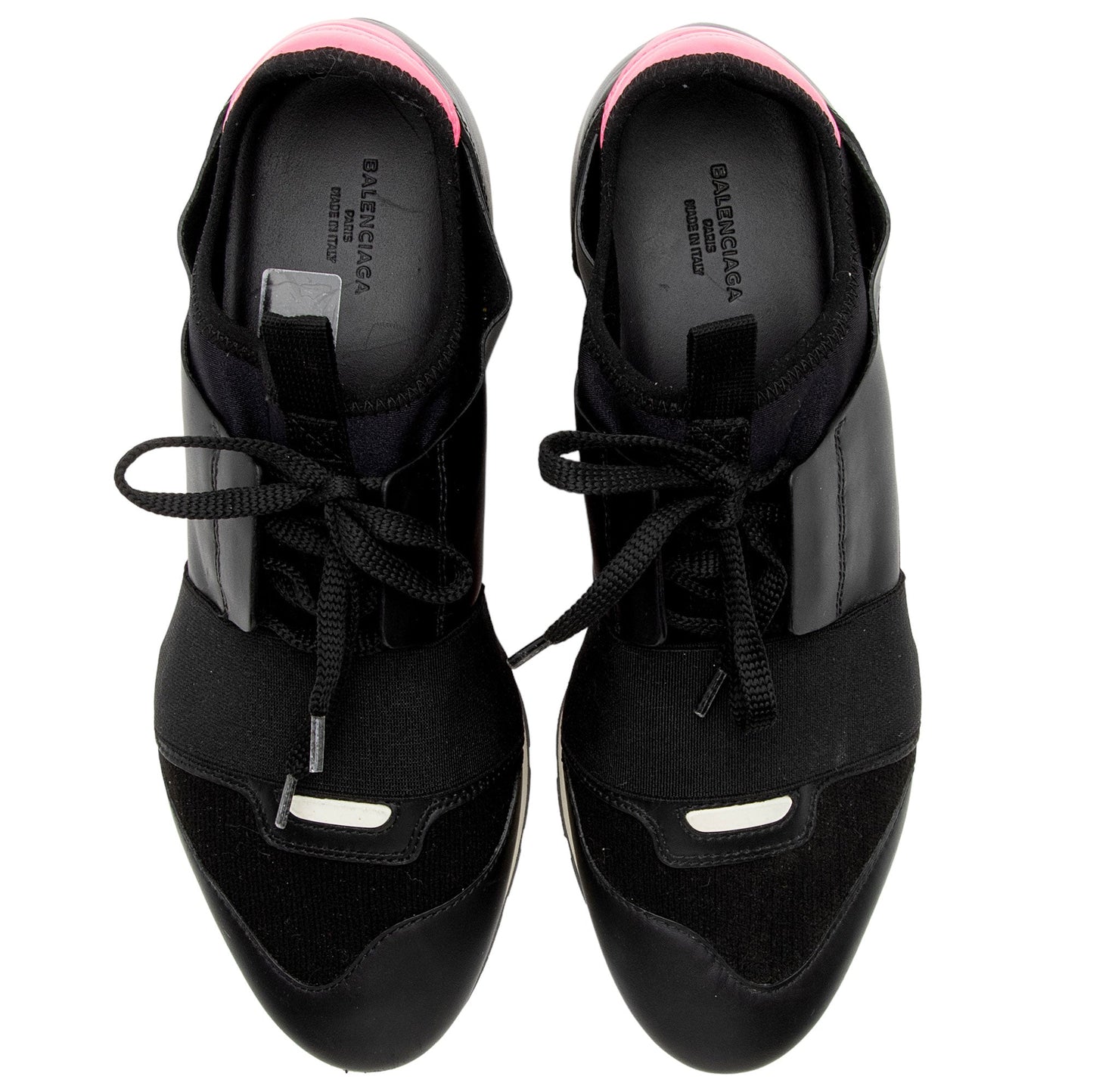Luxury Balenciaga Leather Stretch Knit Race Runner Sneakers - Size 8 / 38 (SHF-oa1Nul)