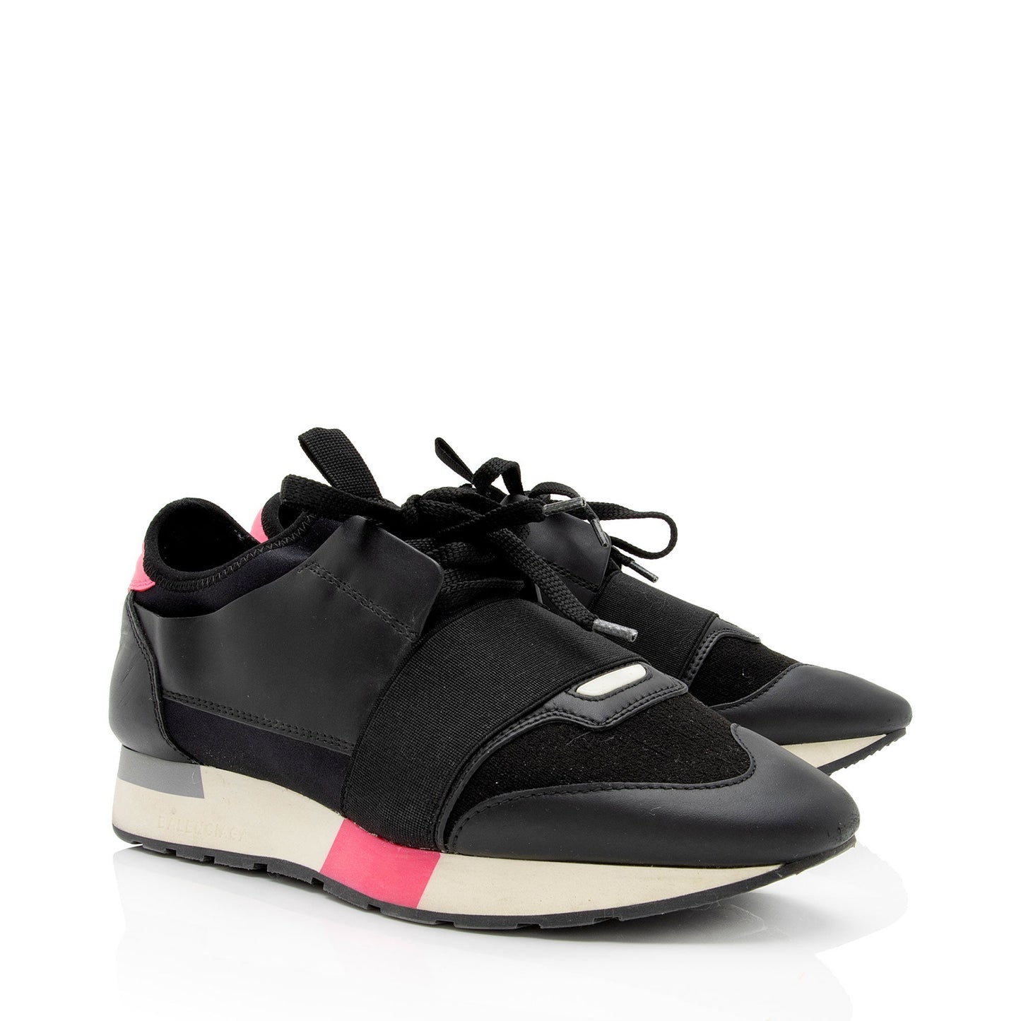 Luxury Balenciaga Leather Stretch Knit Race Runner Sneakers - Size 8 / 38 (SHF-oa1Nul)