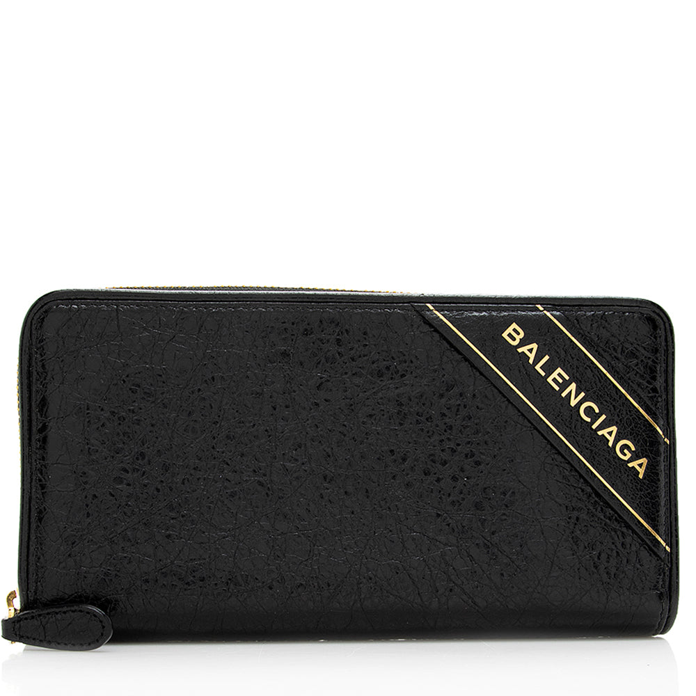 Luxury Balenciaga Leather Zip Around Wallet - FINAL SALE (SHF-18683)