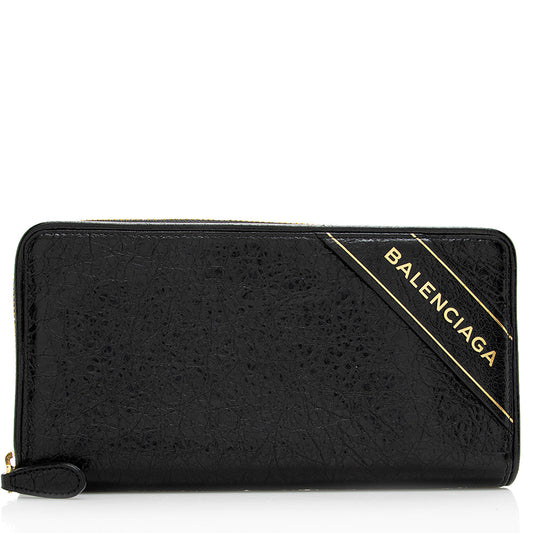 Luxury Balenciaga Leather Zip Around Wallet - FINAL SALE (SHF-18683)