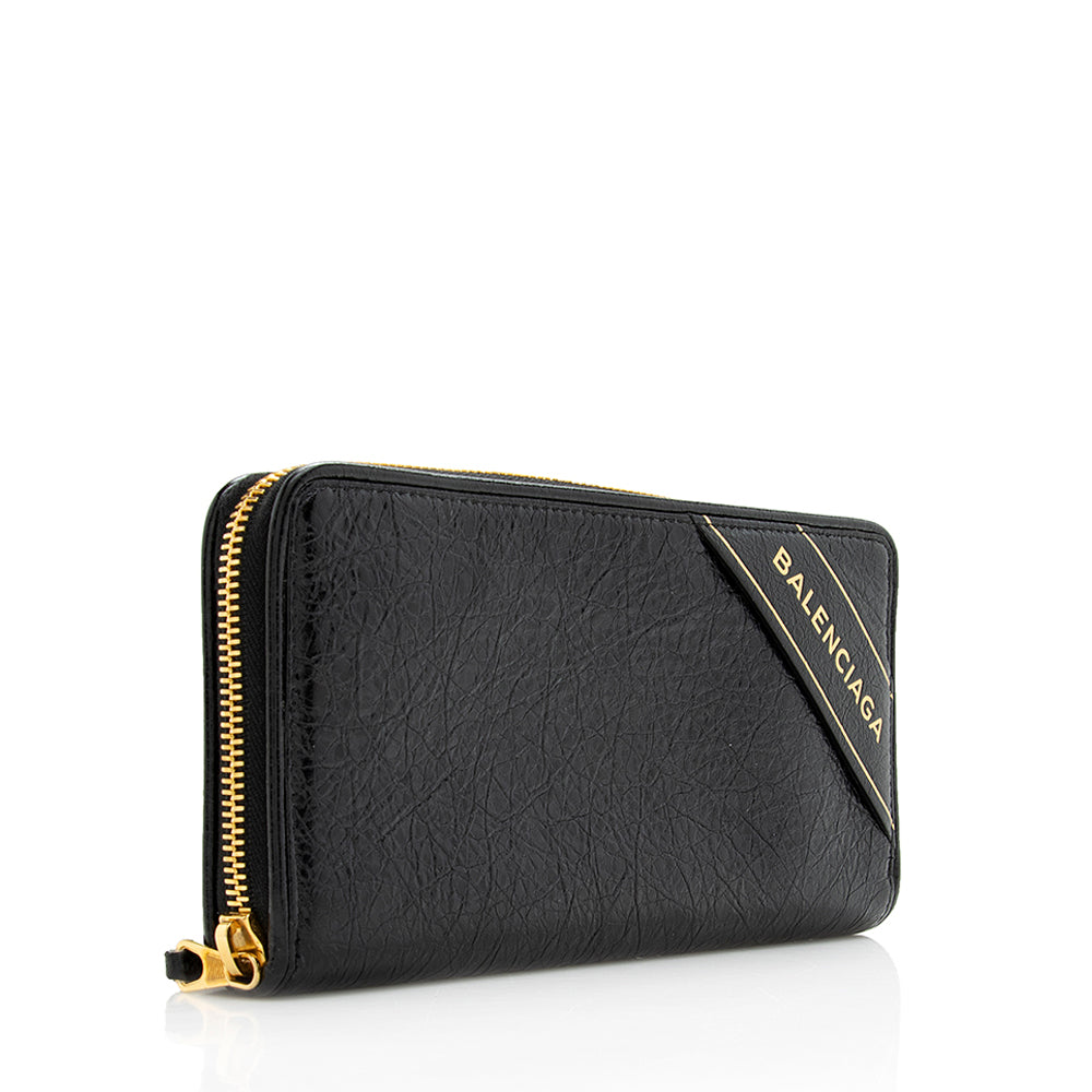 Luxury Balenciaga Leather Zip Around Wallet - FINAL SALE (SHF-18683)