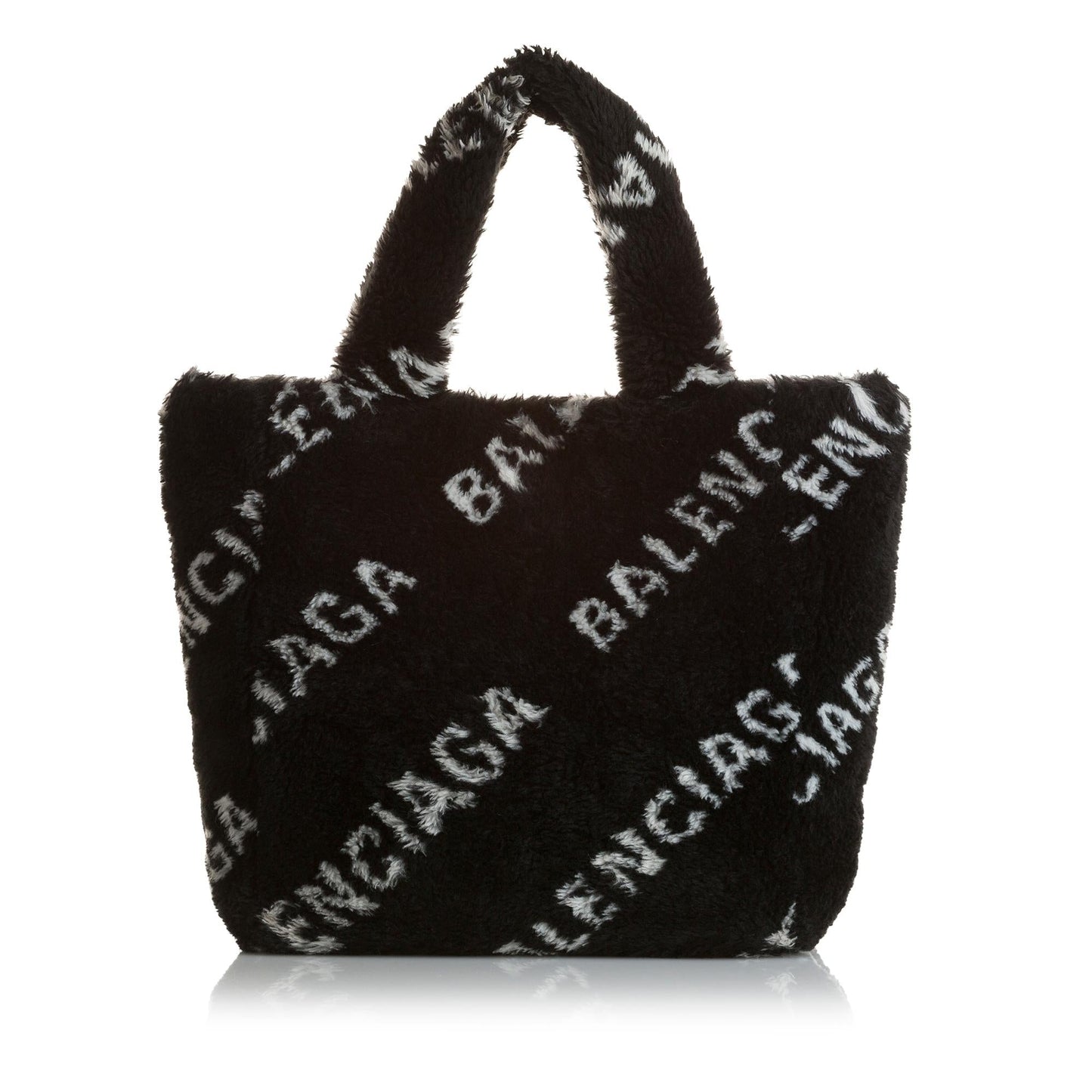 Luxury Balenciaga Logo Faux Fur Everyday XS Tote (SHG-35216)