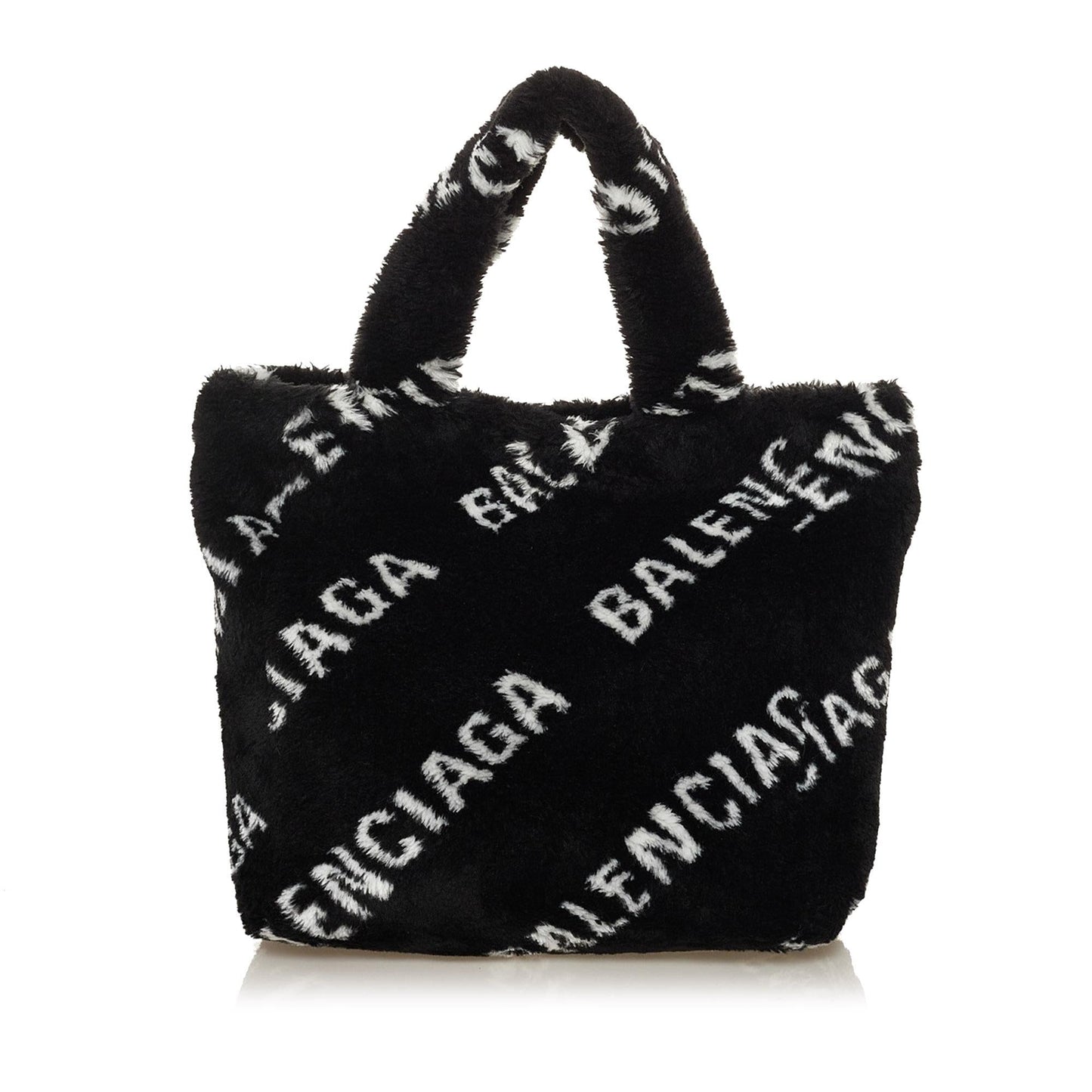 Luxury Balenciaga Logo Faux Fur Everyday XS Tote (SHG-UoEl2c)