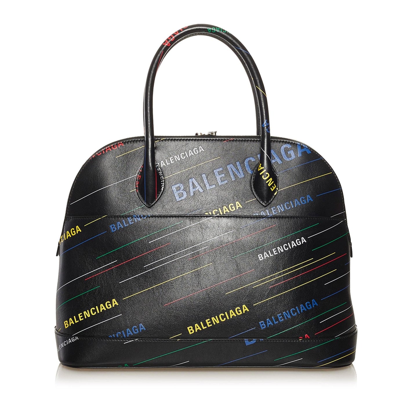 Luxury Balenciaga Logo Ville M Top Handle Leather Satchel (SHG-35706)