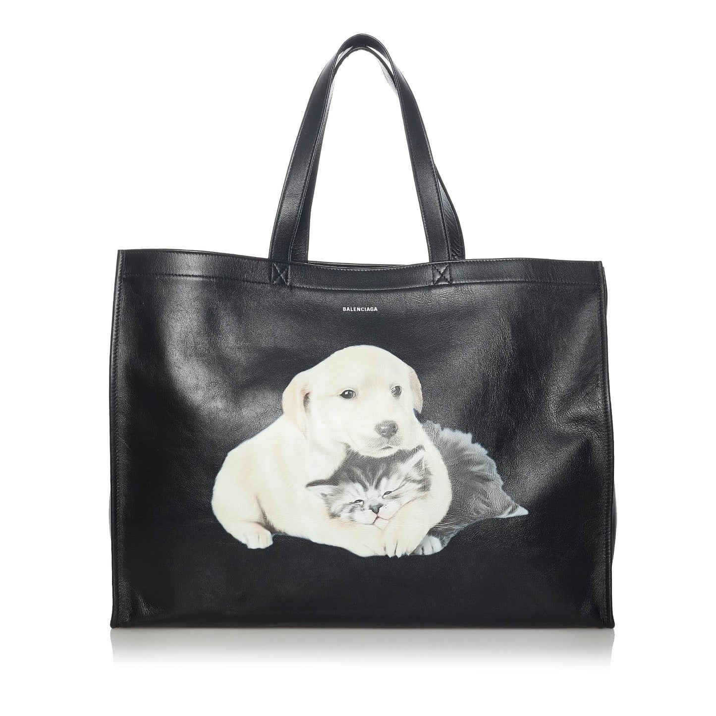 Luxury Balenciaga Medium Puppy and Kitten Leather Tote Bag (SHG-35044)
