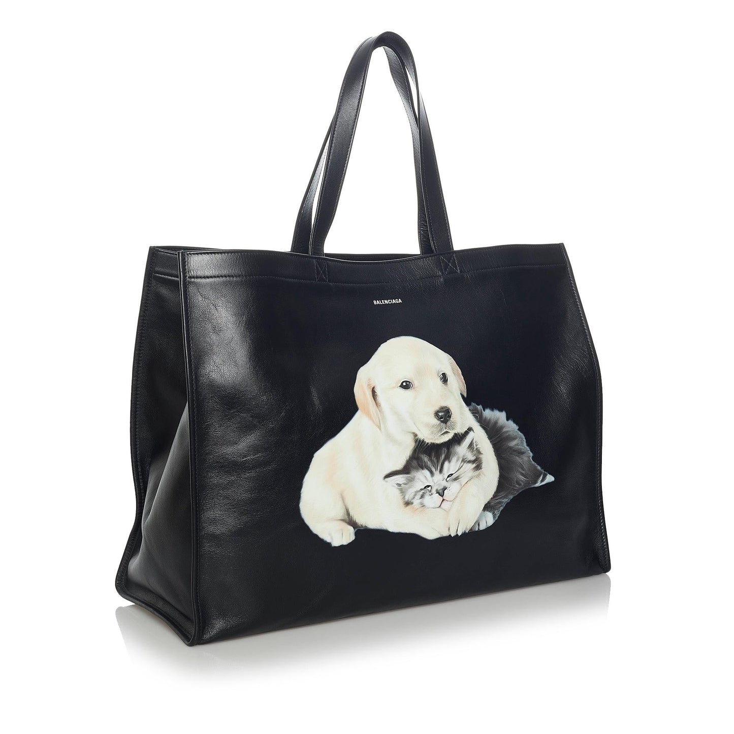 Luxury Balenciaga Medium Puppy and Kitten Leather Tote Bag (SHG-35044)