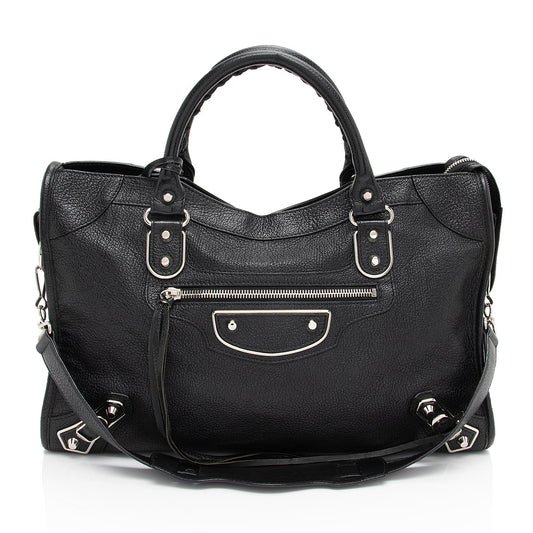 Luxury Balenciaga Metallic Agneau Edge City Satchel (SHF-gbJy0h)