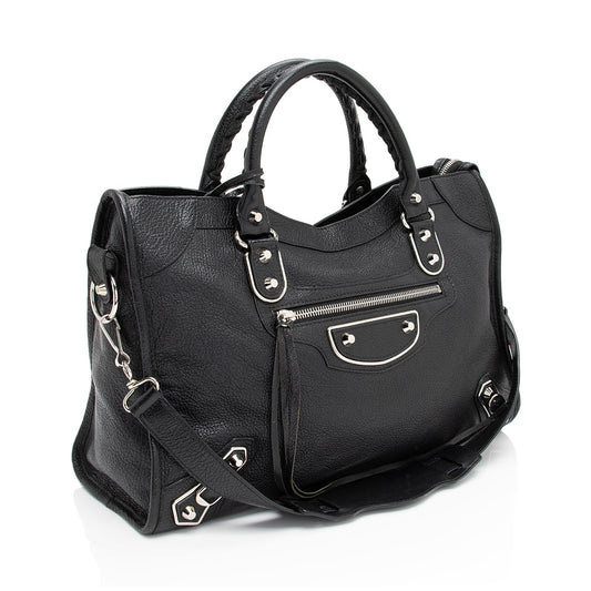 Luxury Balenciaga Metallic Agneau Edge City Satchel (SHF-gbJy0h)