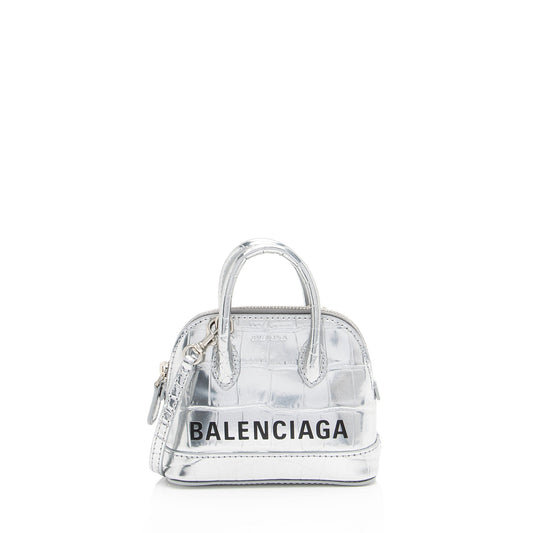 Luxury Balenciaga Metallic Croc Embossed Ville Mini Top Handle (SHF-Ayu5RO)