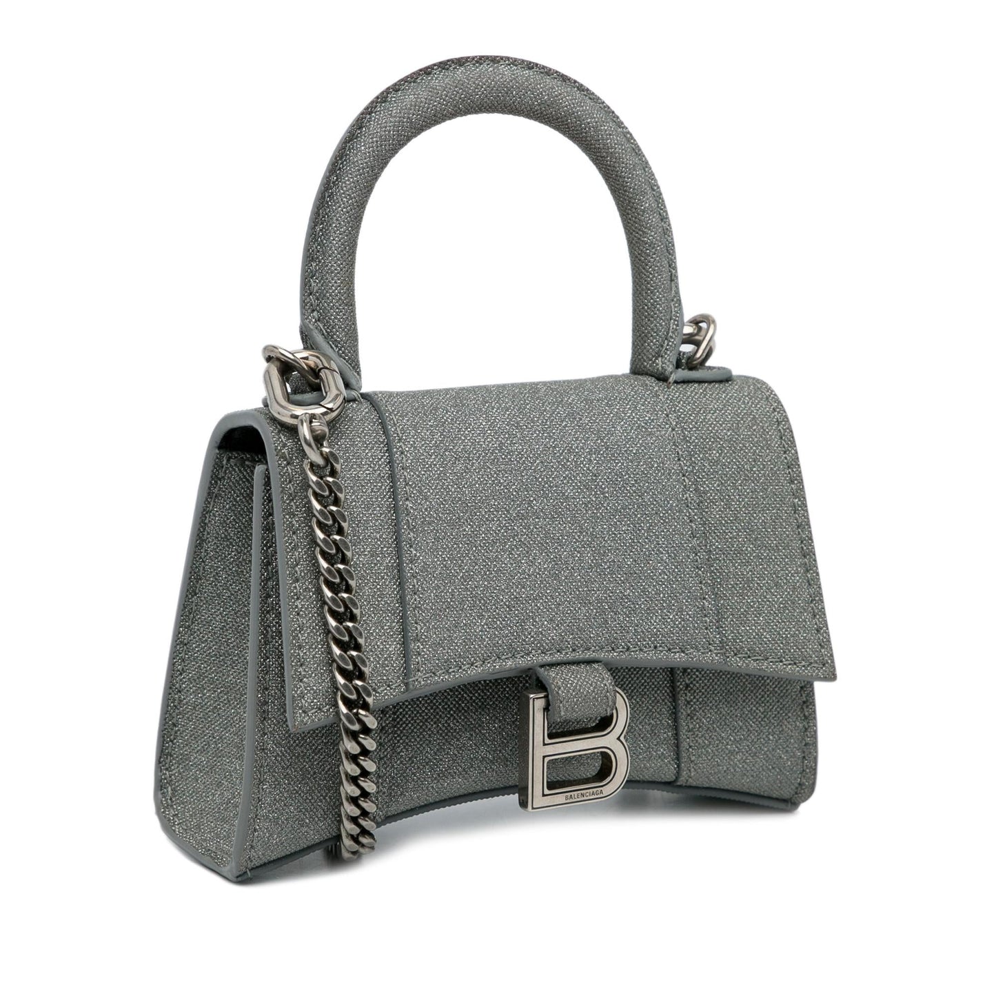 Luxury Balenciaga Mini Glitter Hourglass Satchel (SHG-4PU6FB)