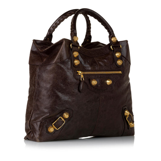 Luxury Balenciaga Motocross Brief Giant 21 Leather Tote Bag (SHG-31589)