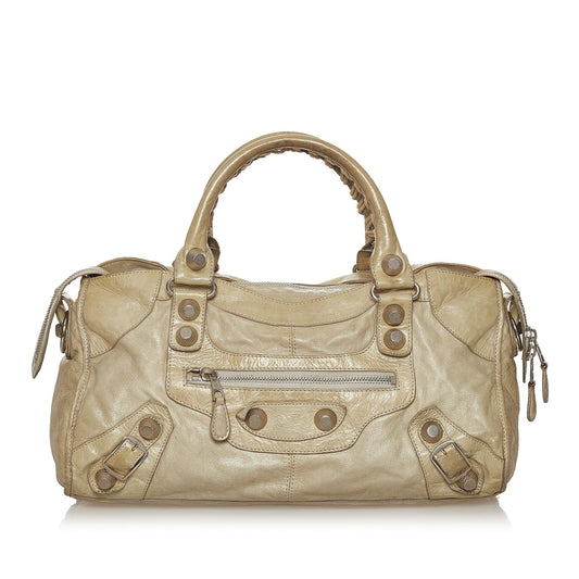Luxury Balenciaga Motocross City Giant 21 Leather Satchel (SHG-28568)