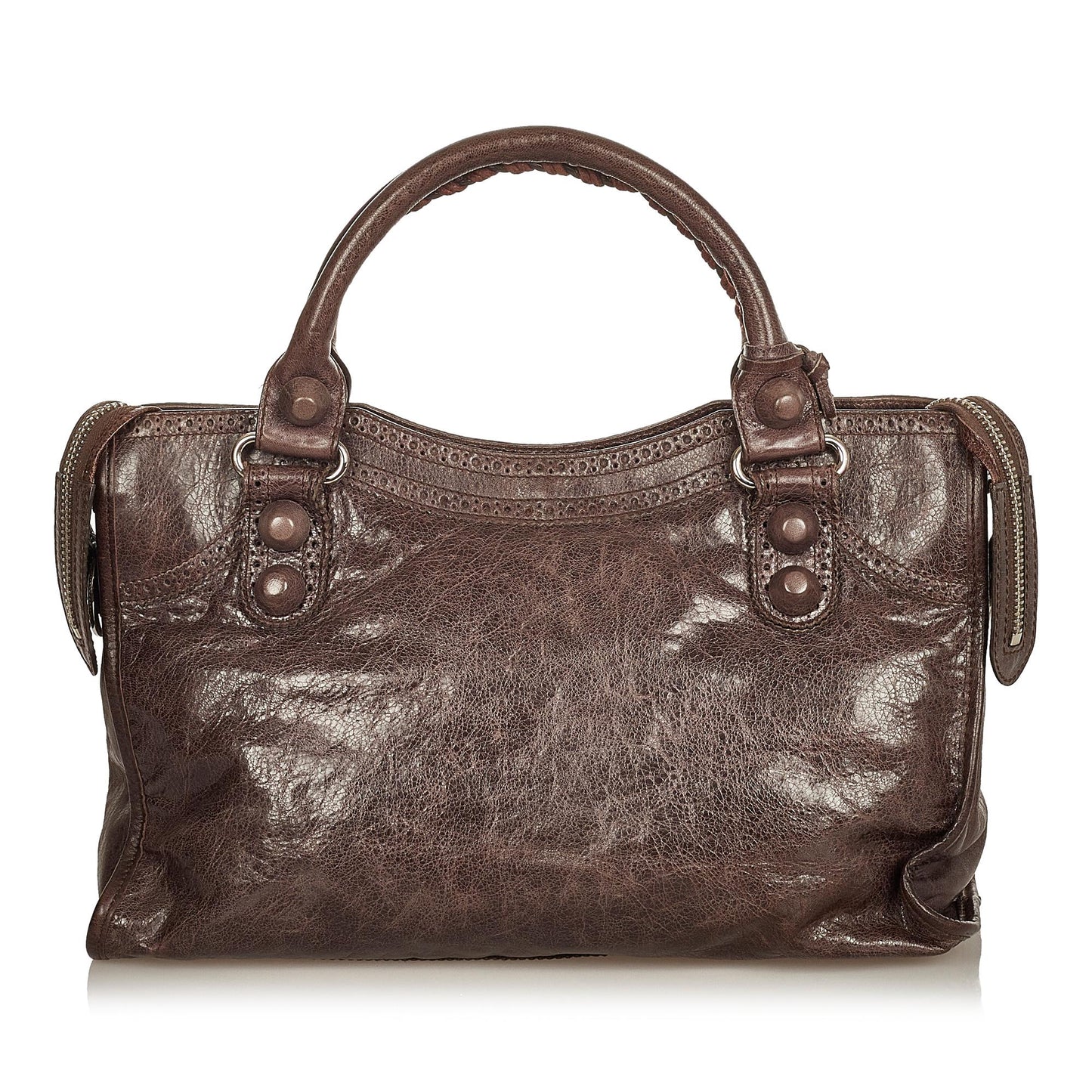 Luxury Balenciaga Motocross City Giant Brogues Leather Satchel (SHG-25652)