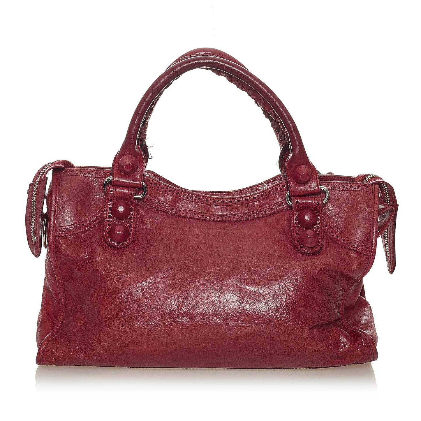 Luxury Balenciaga Motocross City Giant Brogues Leather Satchel (SHG-27961)