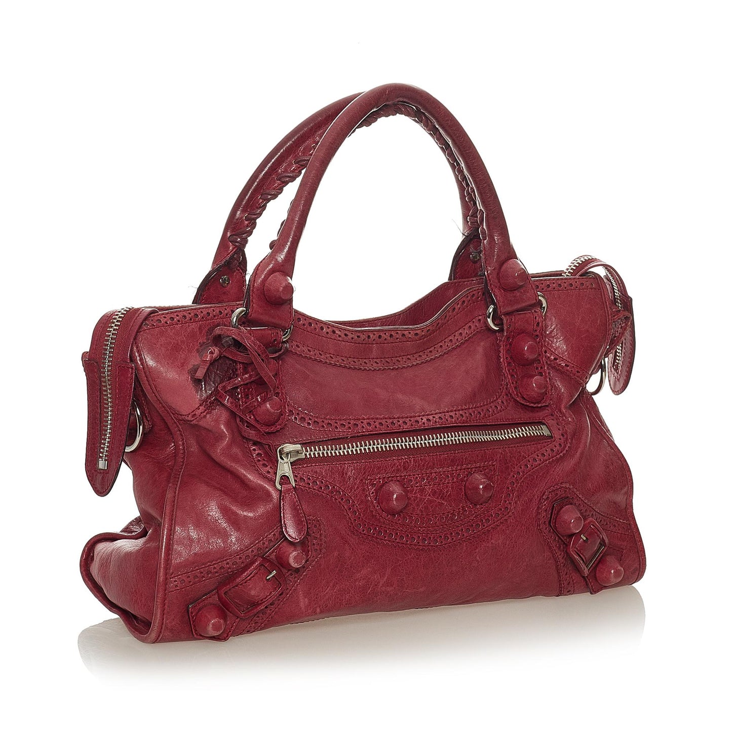 Luxury Balenciaga Motocross City Giant Brogues Leather Satchel (SHG-27961)