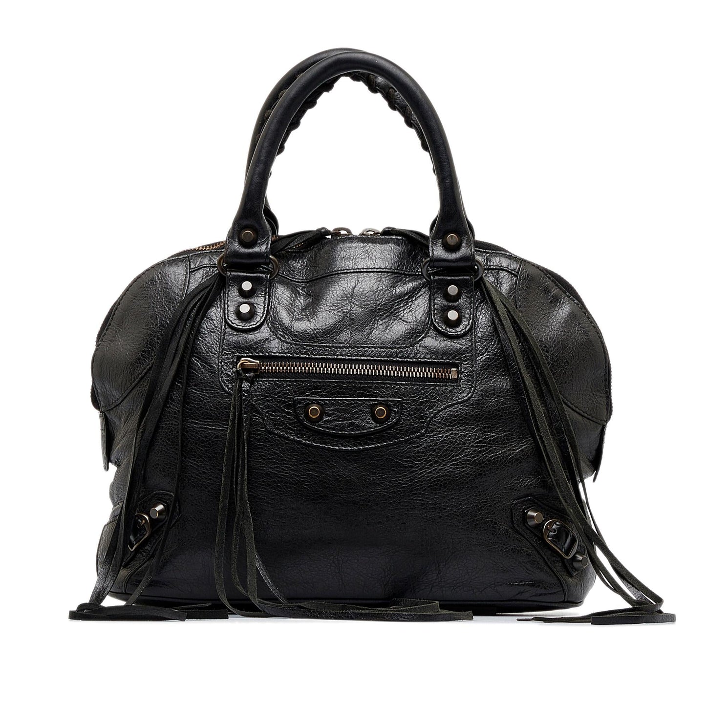 Luxury Balenciaga Motocross Classic Bowling Satchel (SHG-ScNPU3)