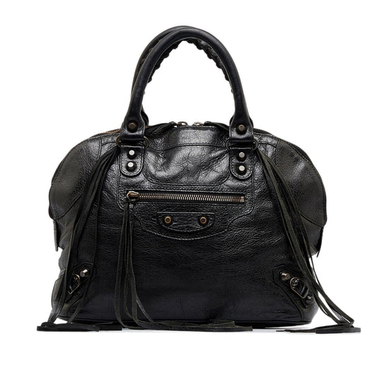 Luxury Balenciaga Motocross Classic Bowling Satchel (SHG-ScNPU3)