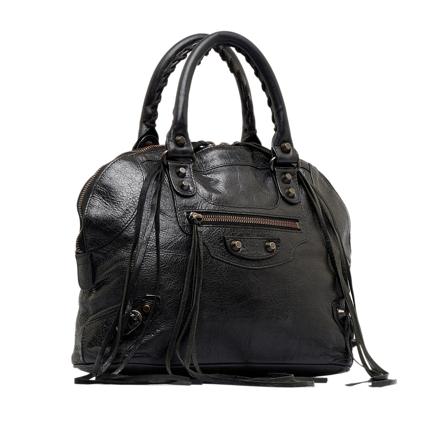 Luxury Balenciaga Motocross Classic Bowling Satchel (SHG-ScNPU3)
