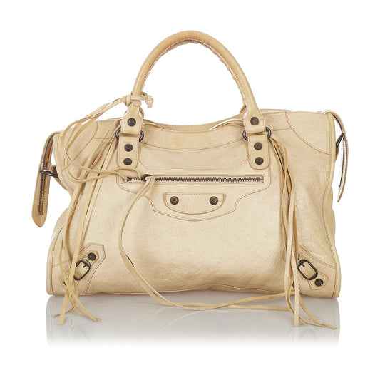 Luxury Balenciaga Motocross Classic City Lambskin Leather Satchel (SHG-26903)