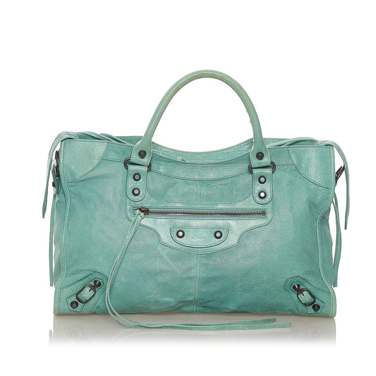 Luxury Balenciaga Motocross Classic City Lambskin Leather Satchel (SHG-27386)