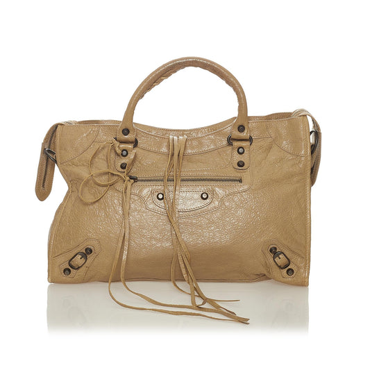 Luxury Balenciaga Motocross Classic City Lambskin Leather Satchel (SHG-28143)
