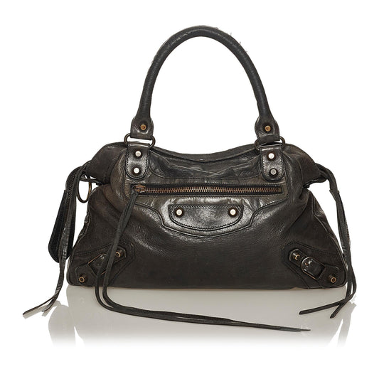 Luxury Balenciaga Motocross Classic City Lambskin Leather Satchel (SHG-28897)