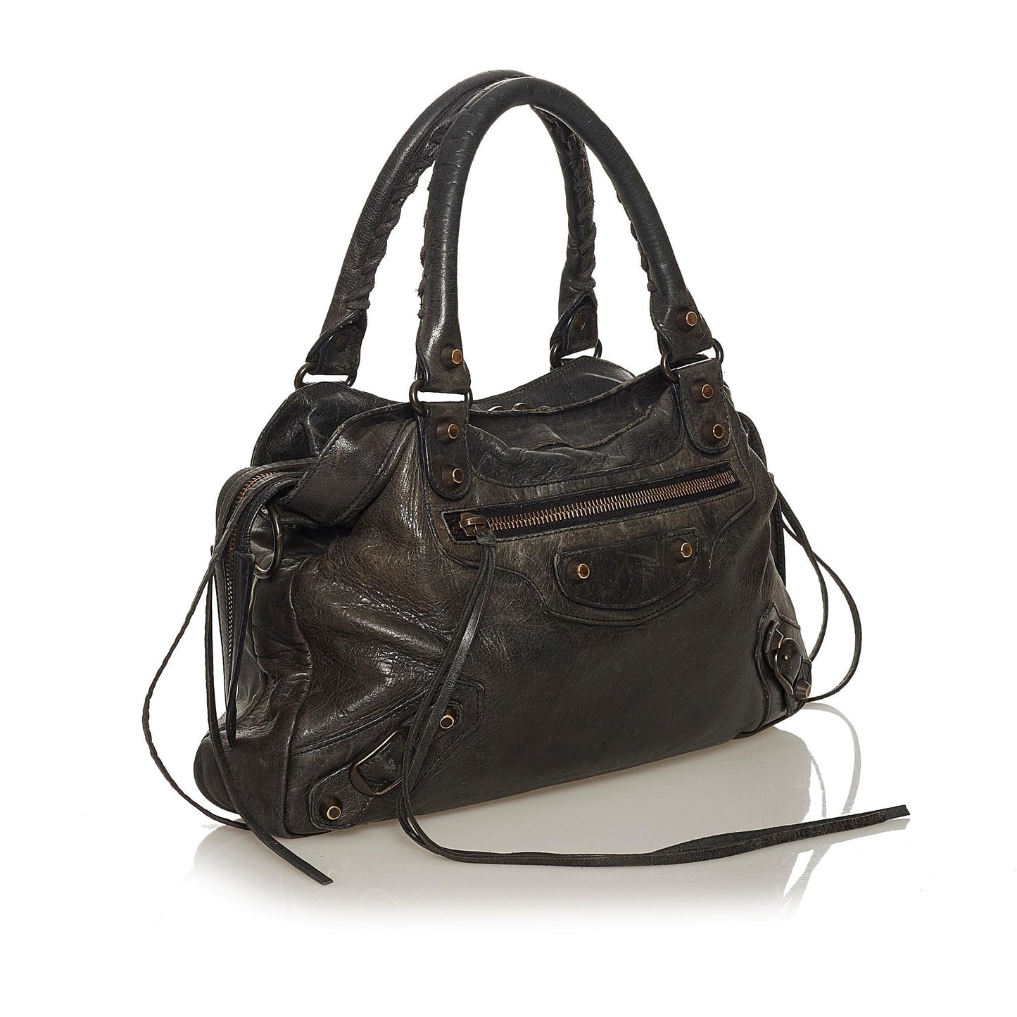 Luxury Balenciaga Motocross Classic City Lambskin Leather Satchel (SHG-28897)
