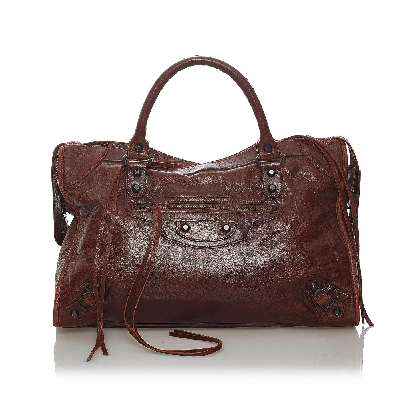 Luxury Balenciaga Motocross Classic City Lambskin Leather Satchel (SHG-29246)