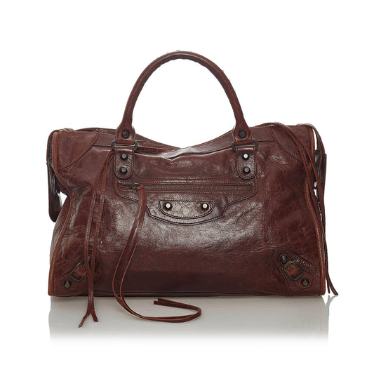 Luxury Balenciaga Motocross Classic City Lambskin Leather Satchel (SHG-29246)