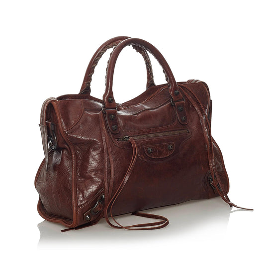 Luxury Balenciaga Motocross Classic City Lambskin Leather Satchel (SHG-29246)