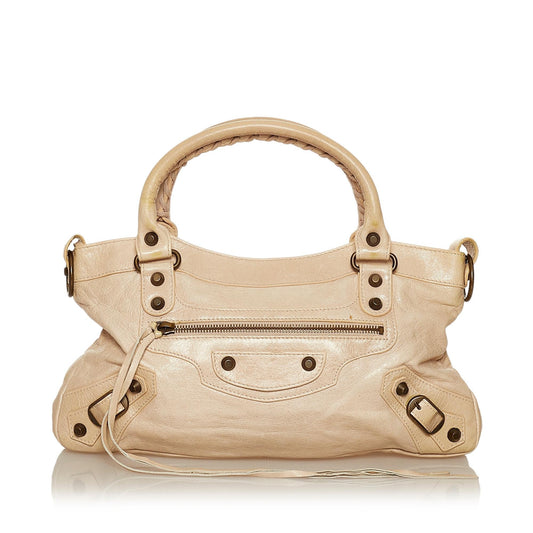 Luxury Balenciaga Motocross Classic City Lambskin Leather Satchel (SHG-29309)