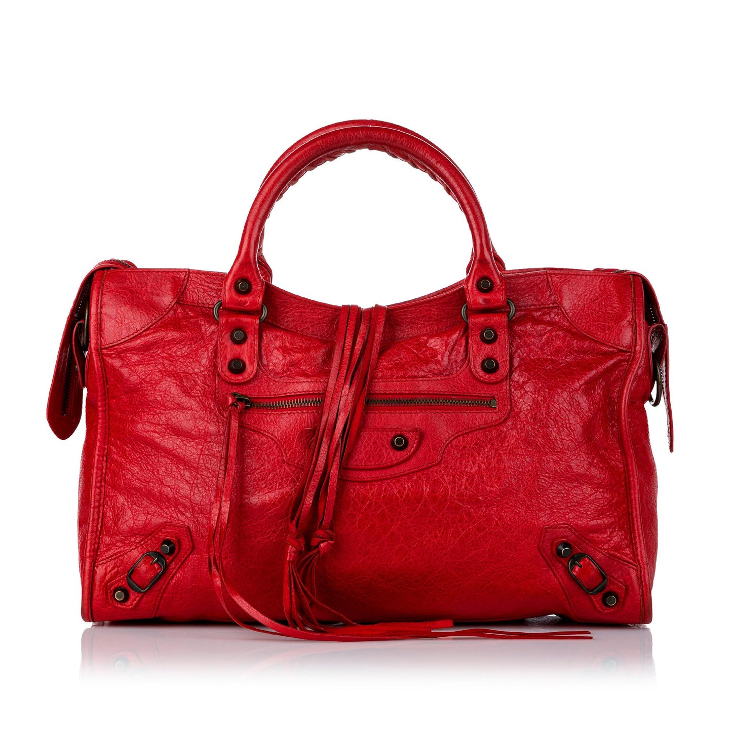 Luxury Balenciaga Motocross Classic City Lambskin Leather Satchel (SHG-30866)