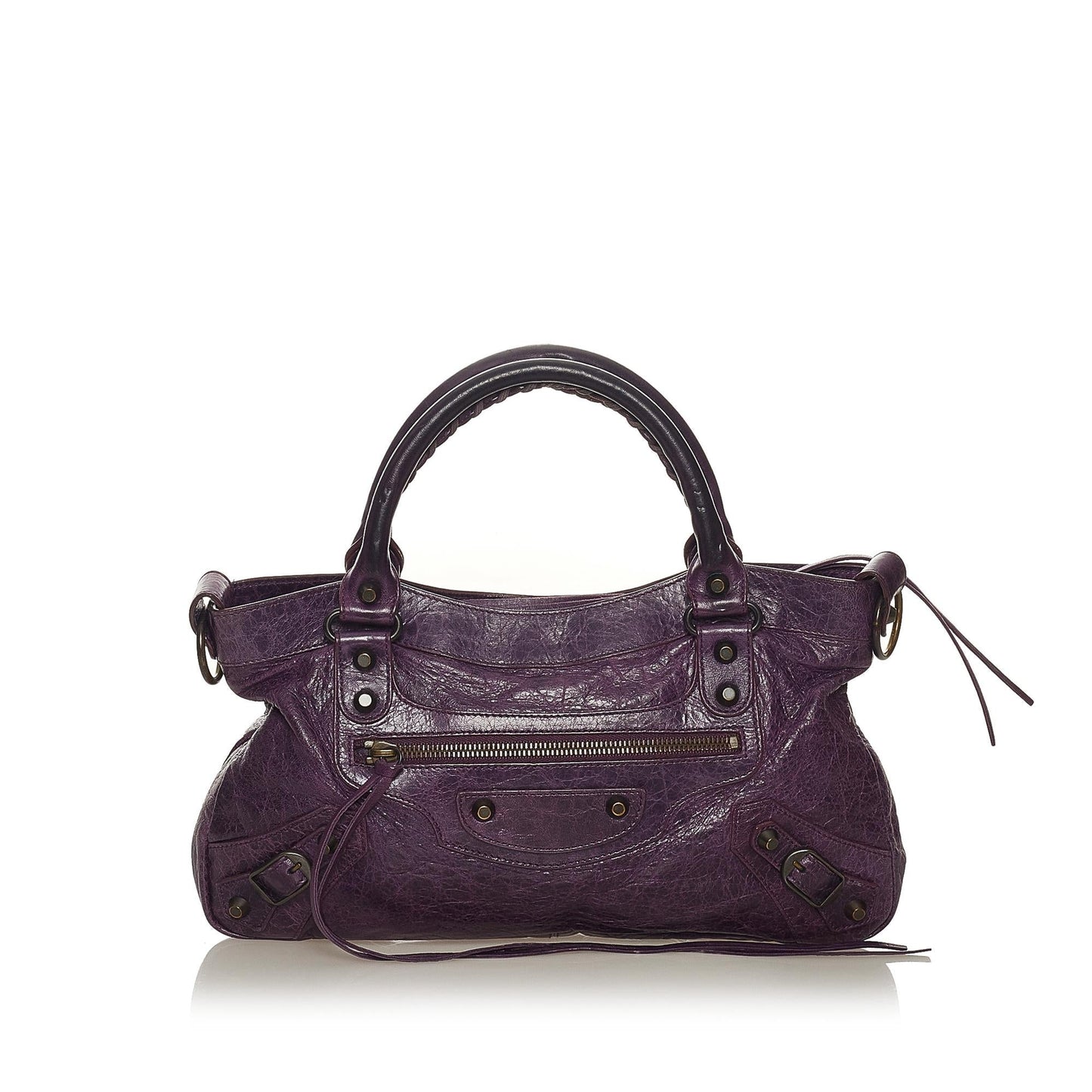 Luxury Balenciaga Motocross Classic First Lambskin Leather Satchel (SHG-27480)