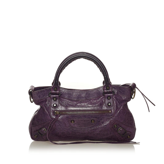 Luxury Balenciaga Motocross Classic First Lambskin Leather Satchel (SHG-27480)