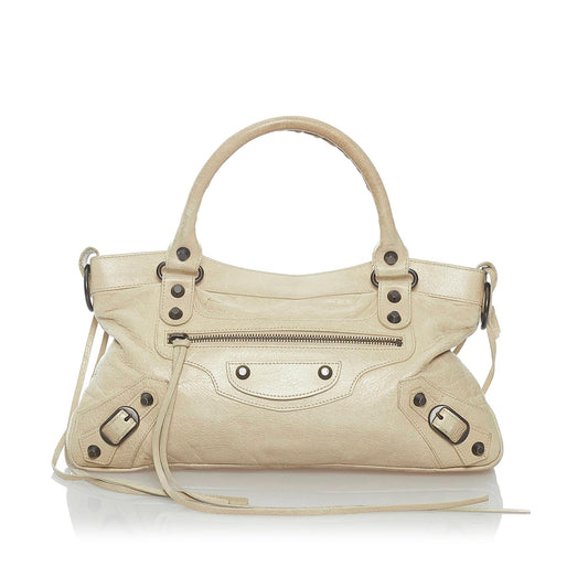 Luxury Balenciaga Motocross Classic First Lambskin Leather Satchel (SHG-30598)